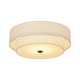 preview thumbnail 53 of 57, French Country Brass Round White Linen Drum Ceiling Light