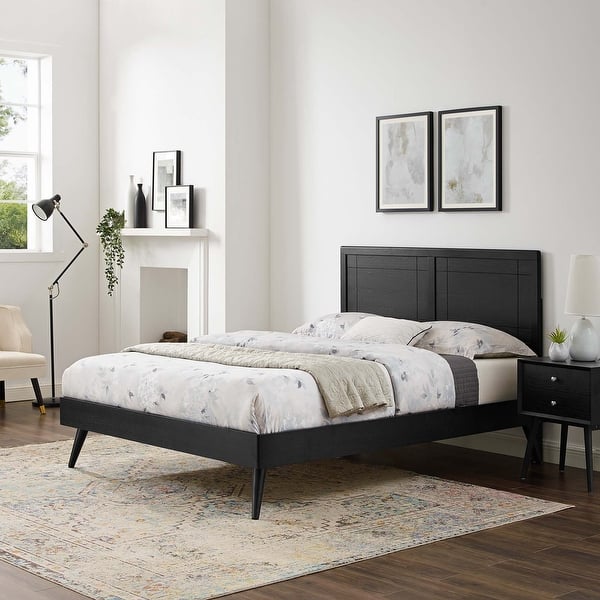 slide 2 of 26, Marlee Full Wood Platform Bed With Splayed Legs Full - Black