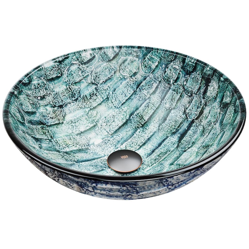 Vigo 16-1/2" Glass Bathroom Vessel Sink - Oceania - Oceania