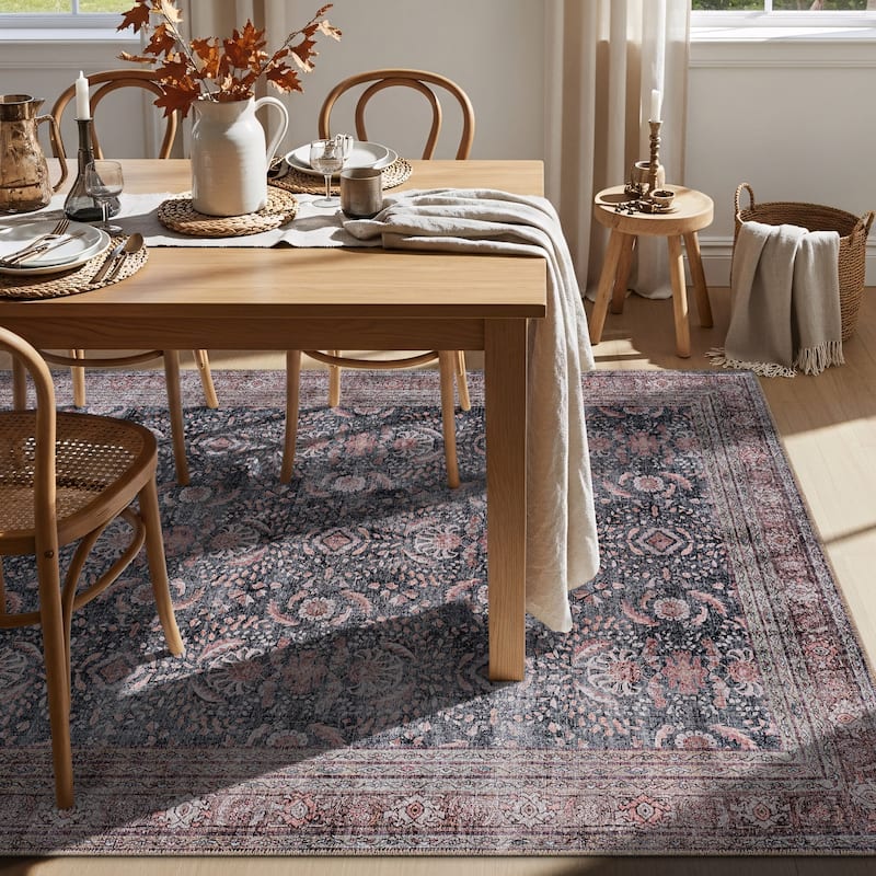 World Rug Gallery Vintage Inspired Machine Washable Non Slip Area Rug