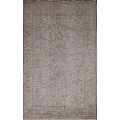 Distressed Tabriz Persian Vintage Rug Handmade Oriental Wool Carpet - 6'3" x 9'6"