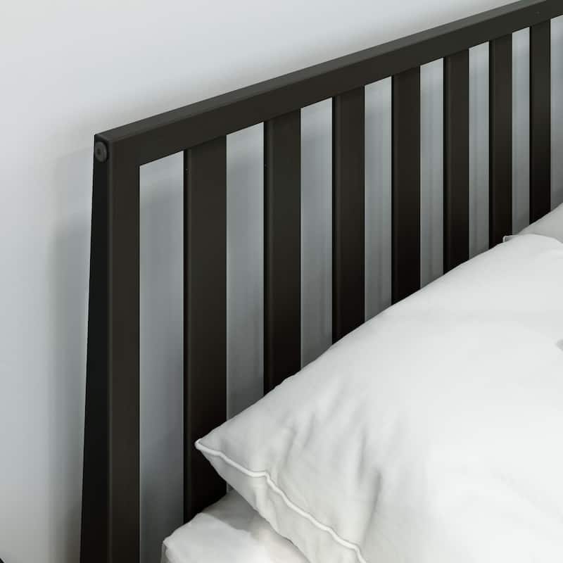 Plank and Beam Modern Queen-Size Bed with Slatted Headboard
