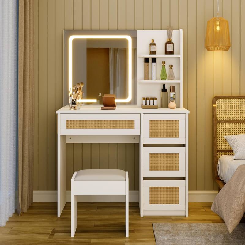 Makeup Vanity with Mirror and LED Light