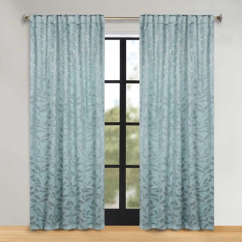 Superior Leaves Machine Washable Room Darkening Curtains with Back Tabs, Set of 2