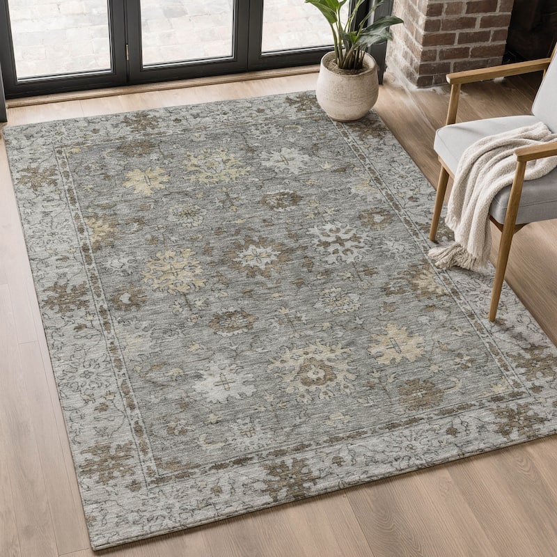 Premium Washable Super Soft Traditional Caply Mayfield Rug - Pewter - 10' x 14'
