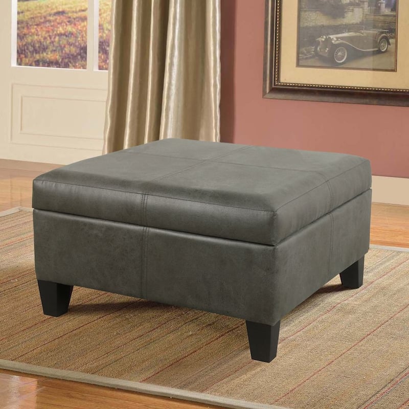 Copper Grove Luxury Large Faux Leather Storage Ottoman - Grey Faux Leather
