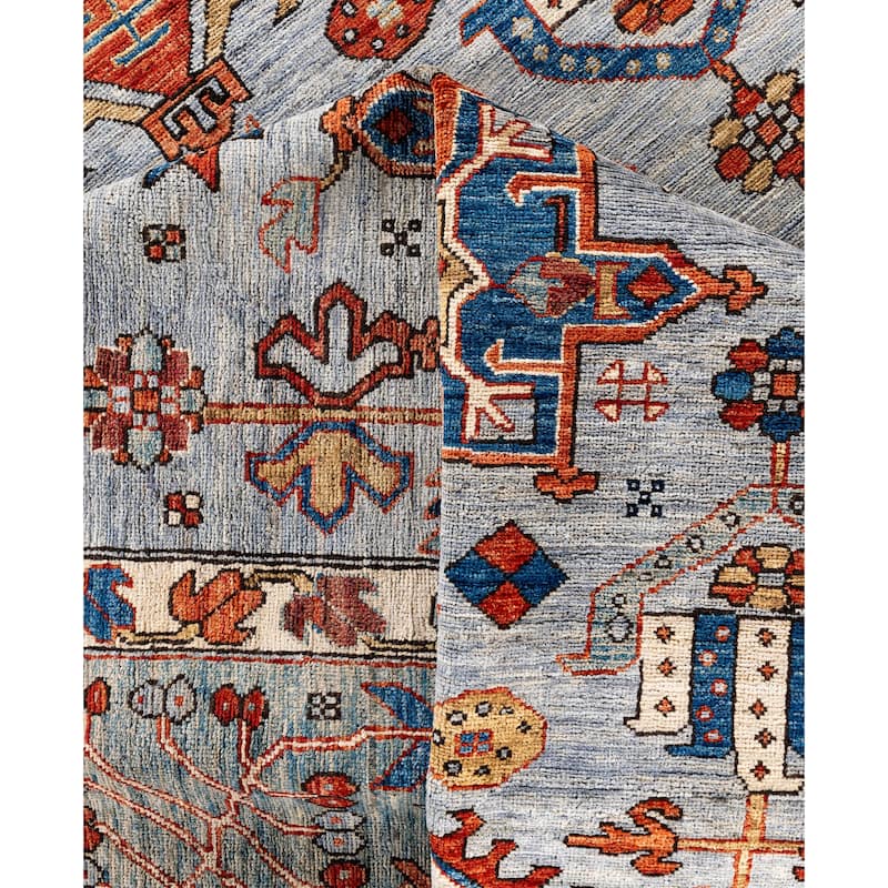 Serapi One-of-a-Kind Hand-Knotted Area Rug - Gray - 9' 0" x 12' 0"