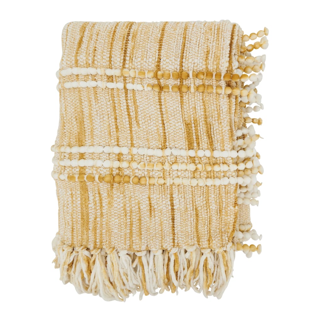 Rustic Fringed Striped Throw