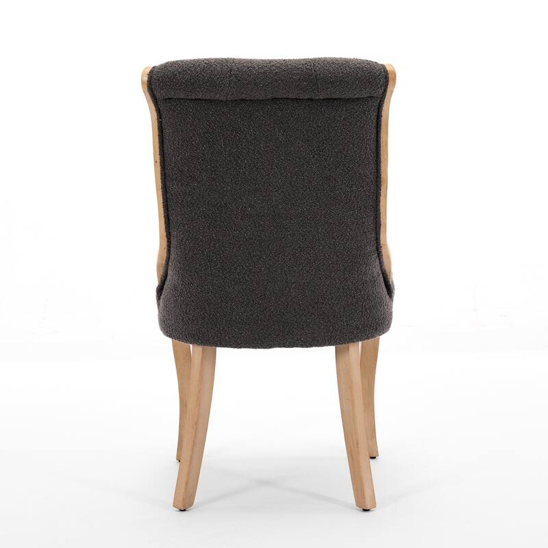 Roomfitters Snow Velvet Dining Chairs Set of 2, Mid-Century Modern Upholstered Chairs with Curved Wood Trim and Sculpted Legs