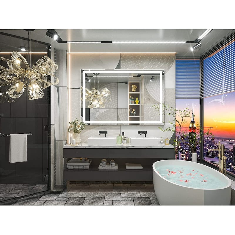 TETOTE LED Bathroom Vanity Wall Mirror, Dimmable and Anti-Fog