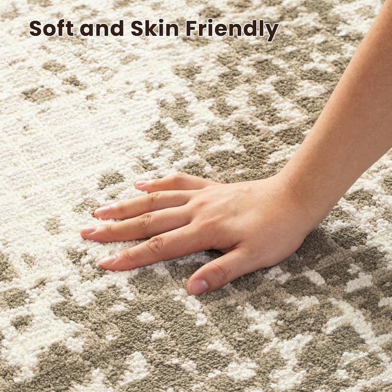 Glitzhome Modern Geometric Abstract Pattern High-Low Shag Area Rugs