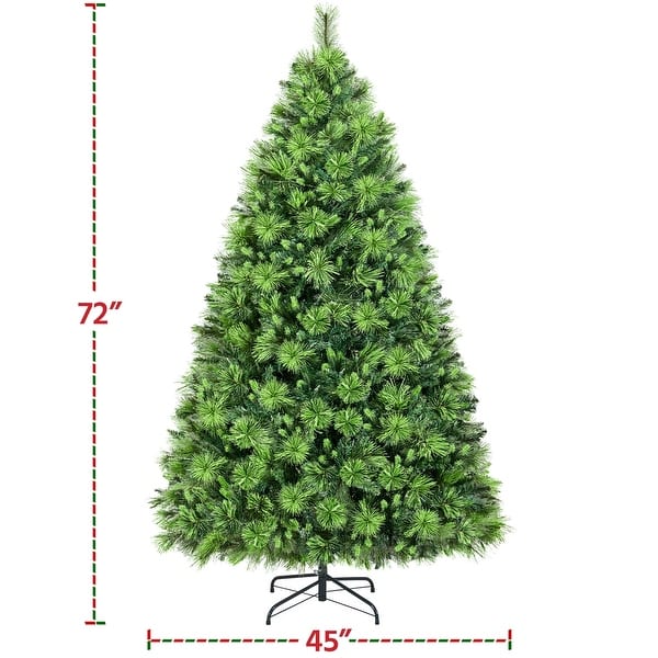 dimension image slide 1 of 2, Yaheetech Pre-Lit Christmas Tree Hinged Realistic Tree, Green