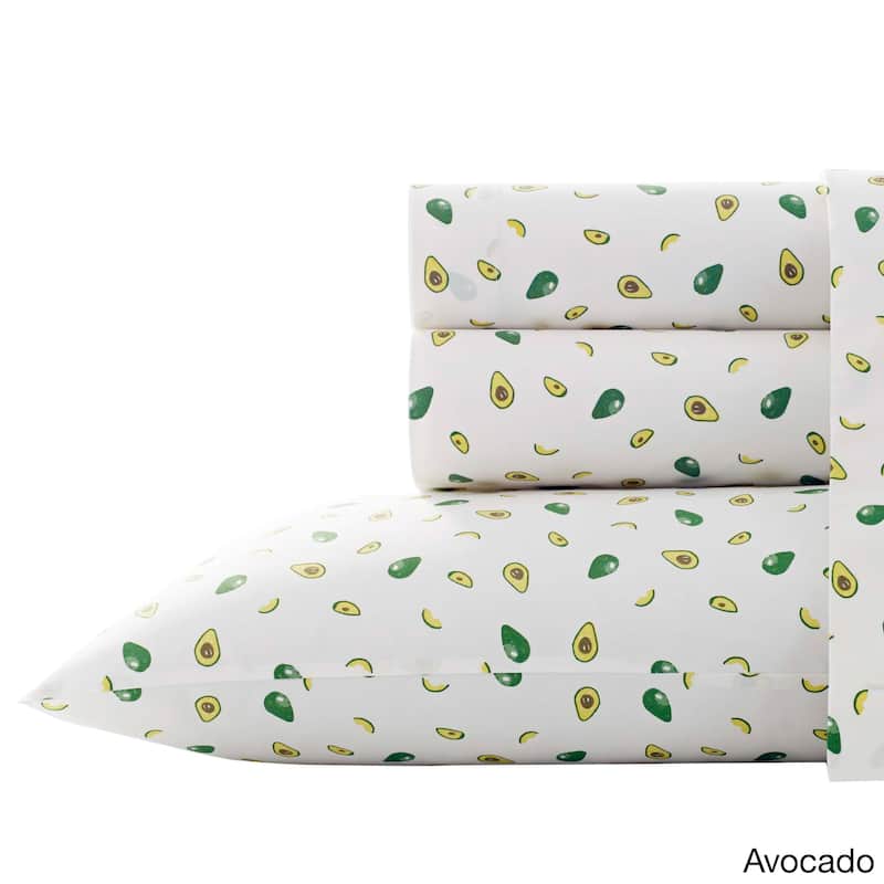 Poppy & Fritz Cotton Percale Printed Bed Sheet Sets - Twin - avocados
