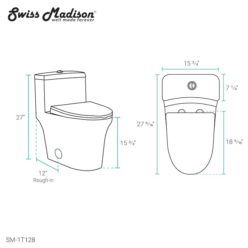 Bastille One-Piece Elongated Dual Flush Toilet 0.8/1.28 gpf