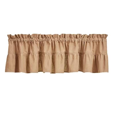 Park Designs Sturbridge Ticking Ruffle Red Valance 14"L - 72" x 14"