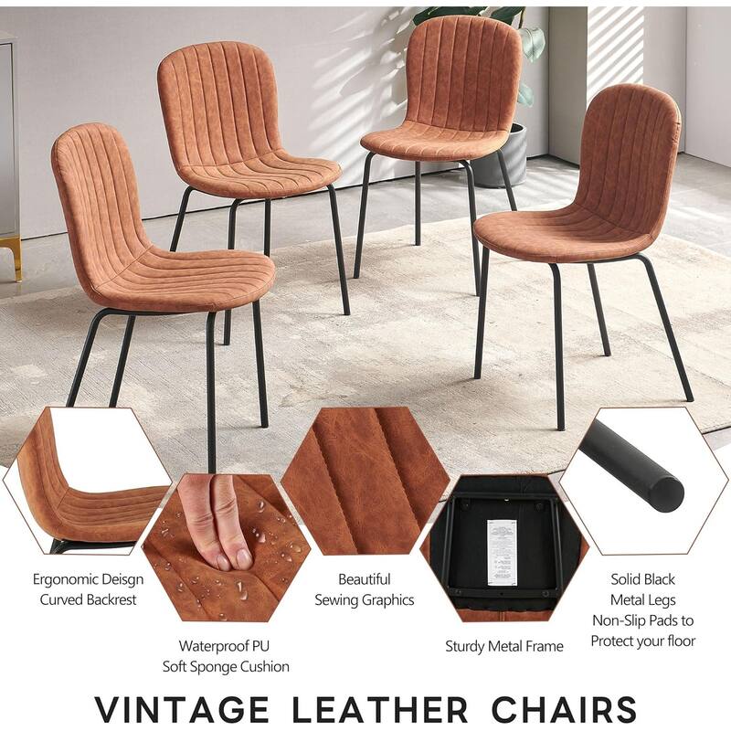 Howtai Upholstered Dining Chairs,Vintage PU Leather Accent Side Chairs