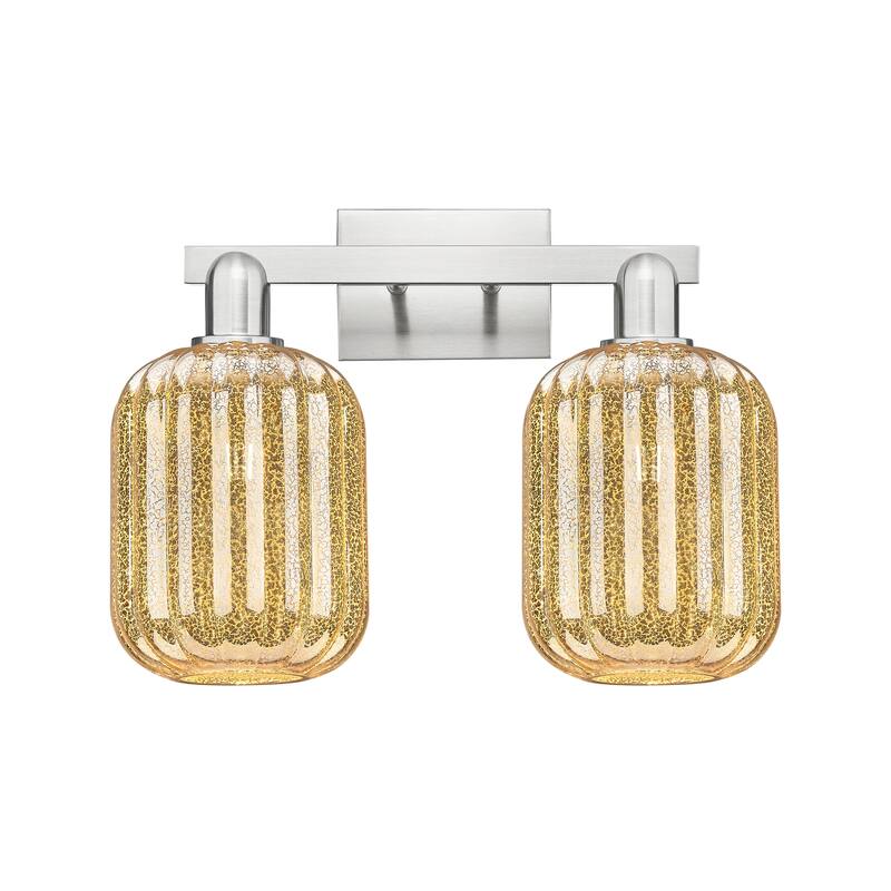 Innovations Lighting Downtown Urban - Preston - 2 Light 16" Jar Shade Bath Vanity Light - Mercury/Brushed Satin Nickel