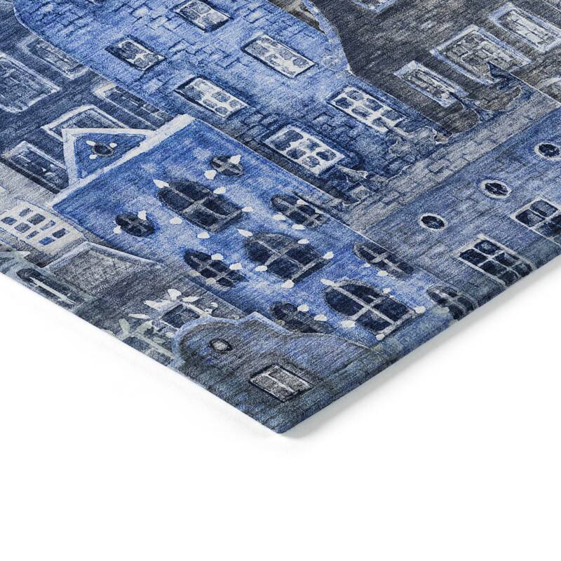 Machine Washable Indoor/ Outdoor Chantille Modern City Rug