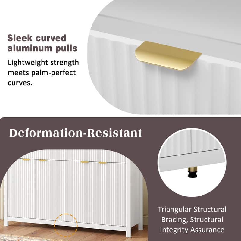 55.1" Modern Sideboard Cabinet with Adjustable Shelves and Aluminum Handles for Stylish Home Storage Solutions
