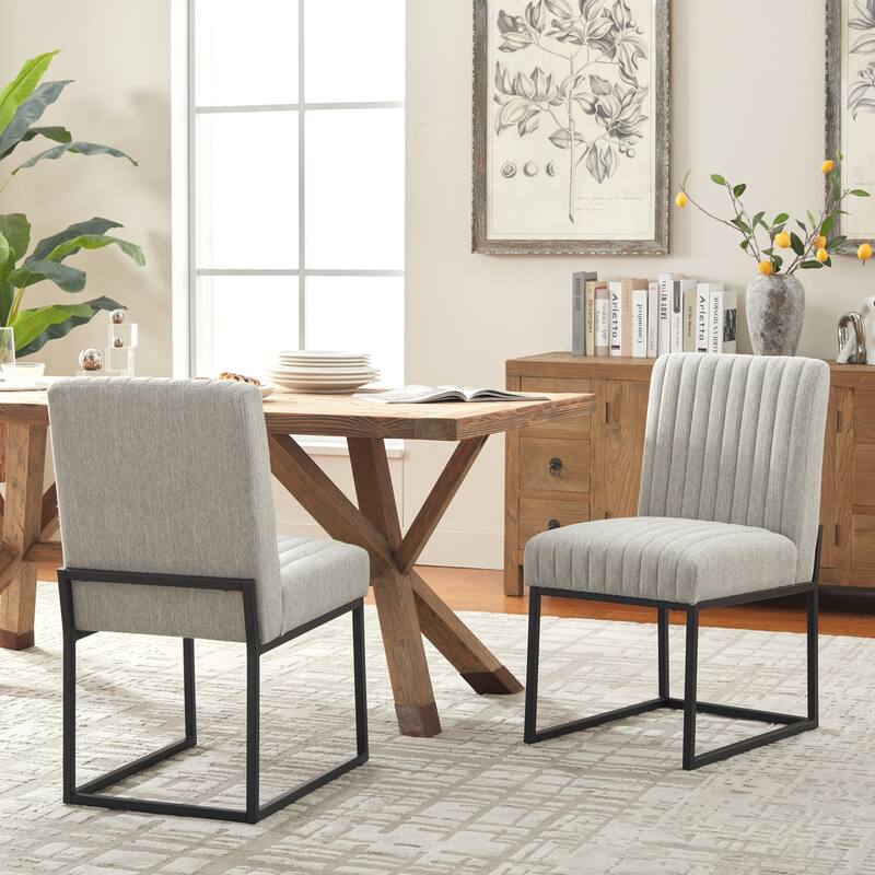 Mid Century Modern Dining Chair with Black Metal Legs