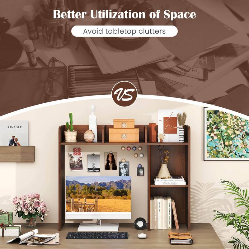 Costway Desk Bookshelf Desktop Storage Organizer Display Shelf Rack