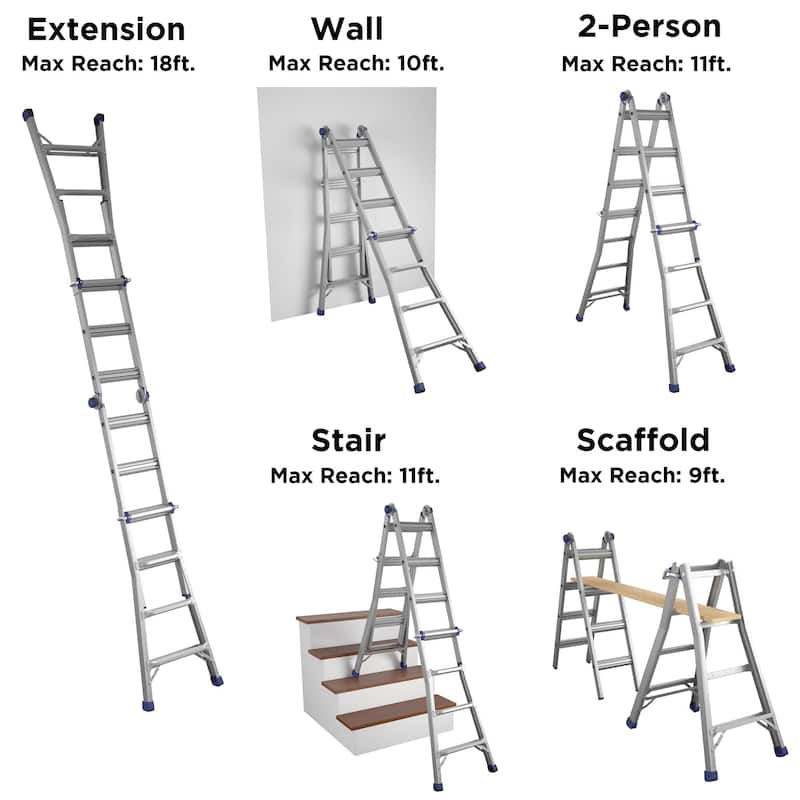 COSCO 18 foot Reach Height Aluminum Multi-Position Ladder - 18 Foot Reach