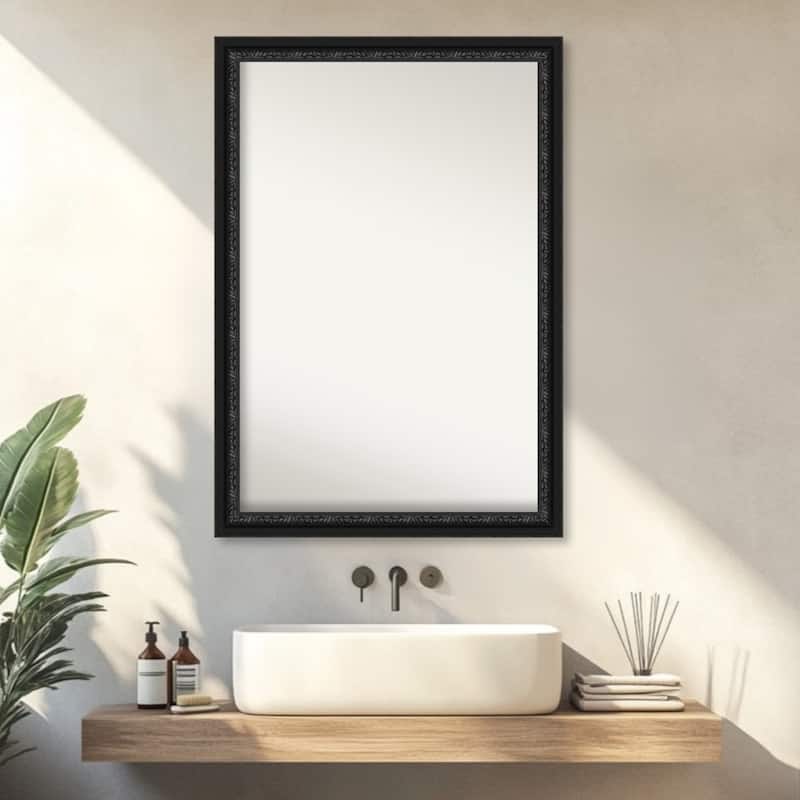 Downton Black Non-Beveled Wood Framed Bathroom Vanity Wall Mirror - Downton Black