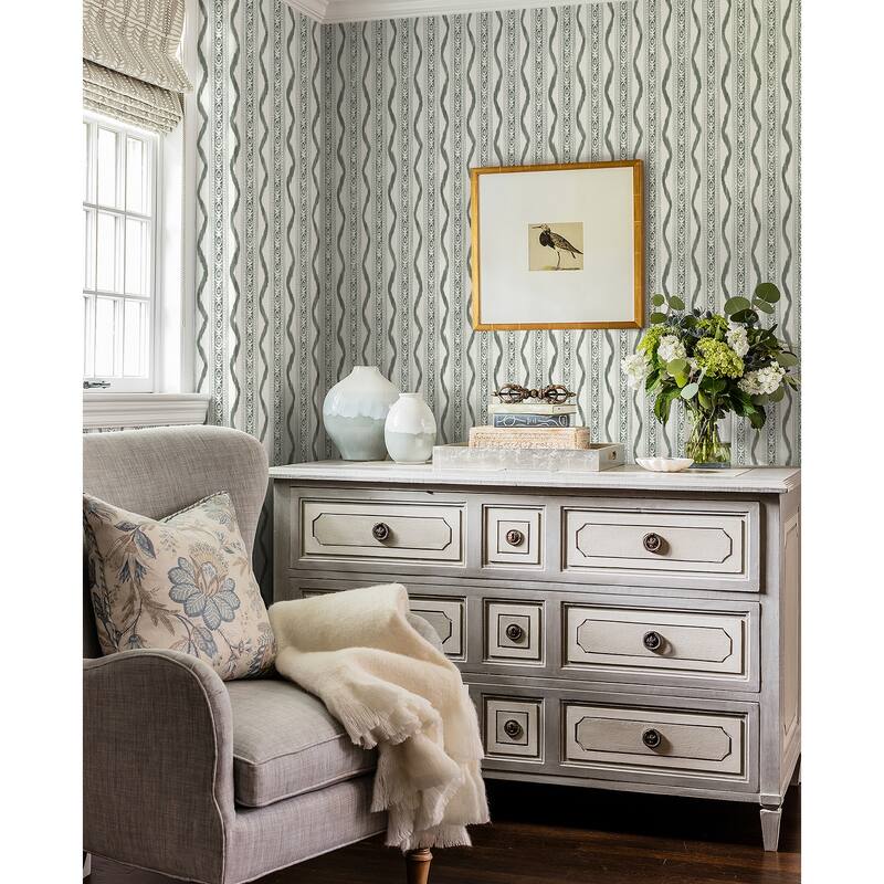 Erin Gates Rhys Green IKAT Stripe Wallpaper