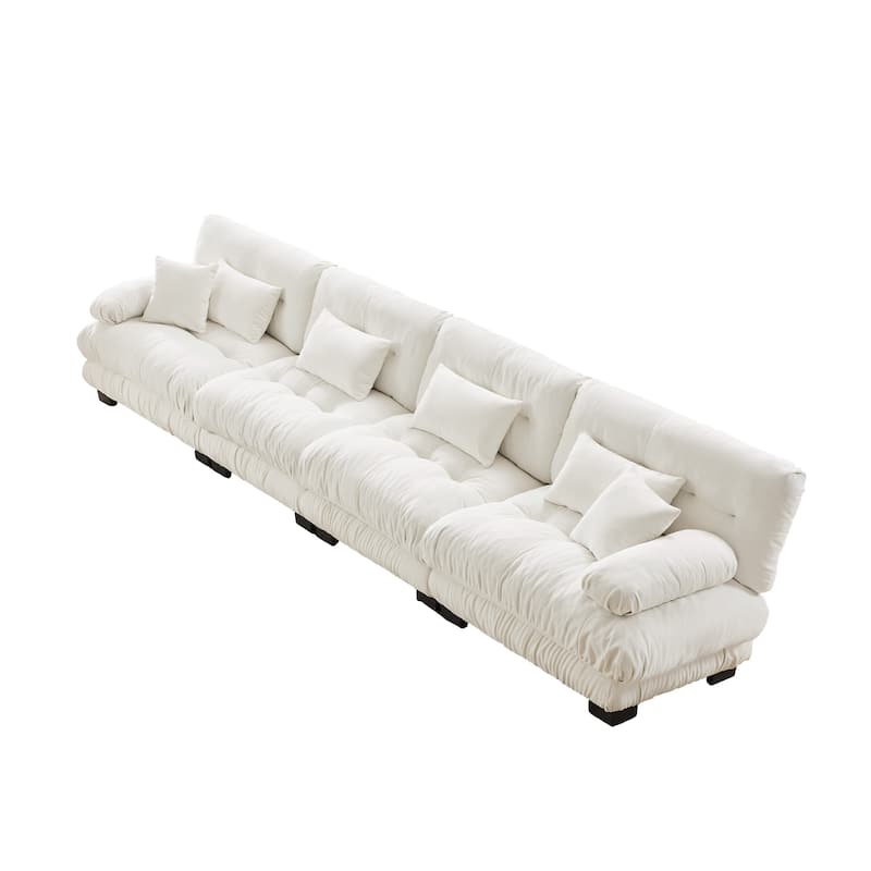 Roomfitters 4-Seater Modular Chenille Sofa, Deep Seat Cloud Couch with Round Bolster Armrests