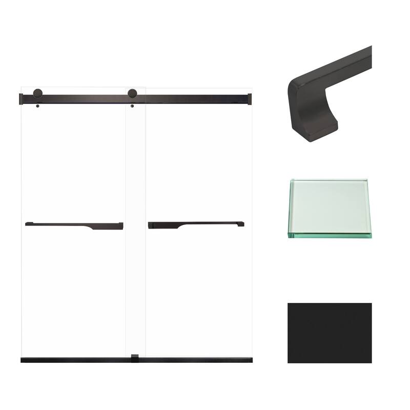 Transolid BRP607008C-J 70" High x 60" Wide Bypass Frameless Shower - Matte Black