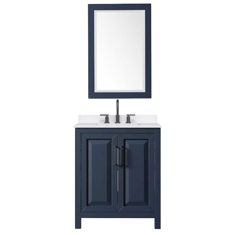 Daria 30-inch Single Vanity, 3 Hole Quartz Top, 24-inch Mirror