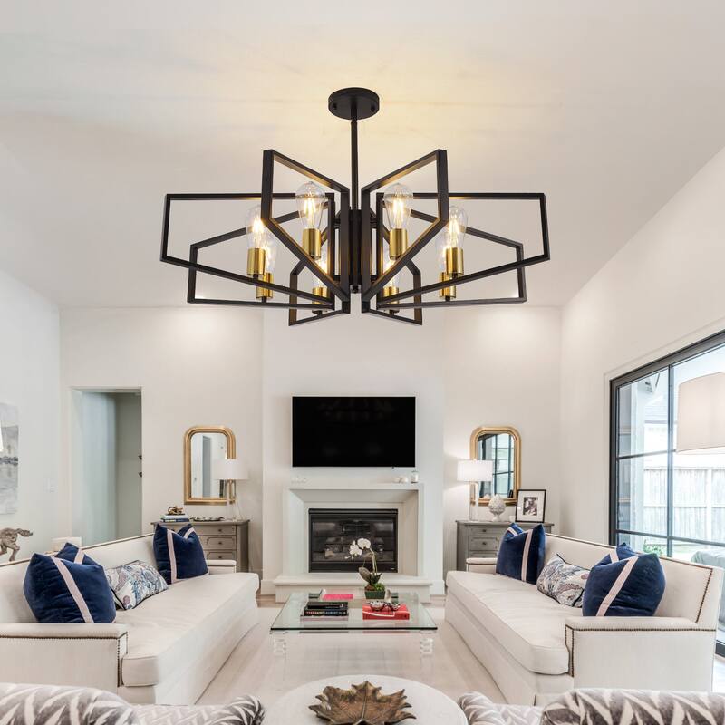 8-Light Modern Round Chandelier, Luxury Chandelier Fixture for Kitchen Island Bedroom Hotel Dia 35 Inches, Adjustable Height