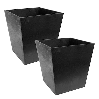 Tierra Verde 2 Pack Indoor Outdoor 13 Inch Self Watering Planters, Sonata, Black - 14