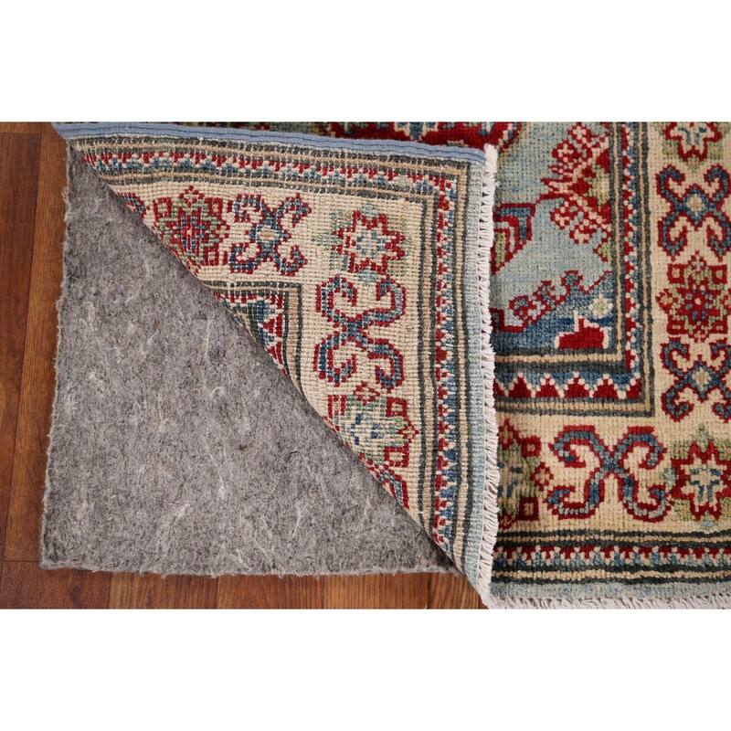 Light Blue Kazak Oriental Runner Rug Handmade Wool Carpet - 2'1" x 5'10"