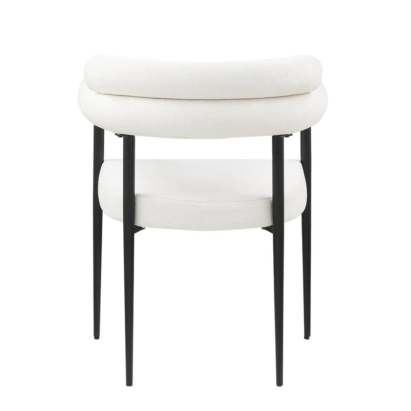 Modern Fabric Dining Chairs w/ Metal Leg and Curved Backrest(Set of 2) - N/A