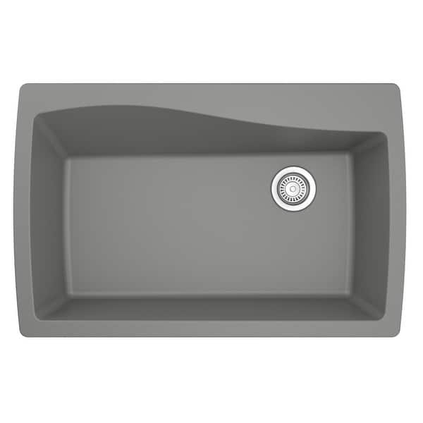 slide 47 of 52, Karran Drop-In Quartz Single Bowl Kitchen Sink Grey
