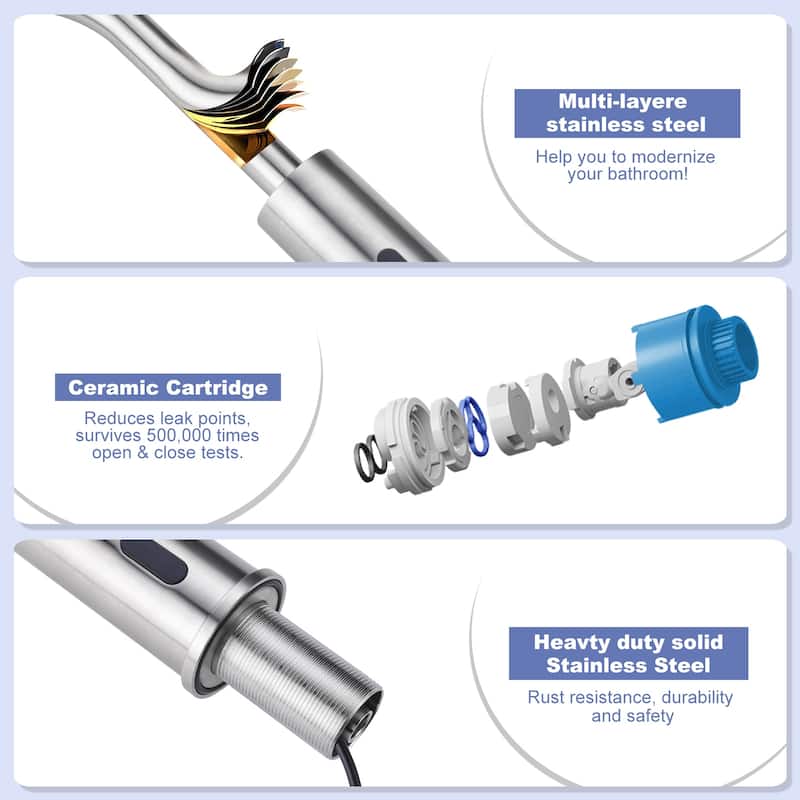 WOWOW Modern Touchless Smart Single Hole Bathroom Faucet