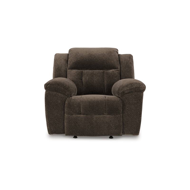 Briar Manual Rocker Recliner Chair, Brown Polyester, Pillow Top Arms
