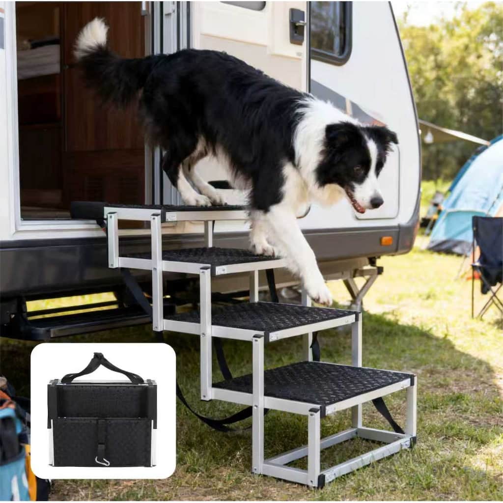 Foldable Dog Ramp for Cars, SUVs, Trucks, Portable Pet Dog Stairs for Large Dogs with Non-Slip Surface & Reinforced Design