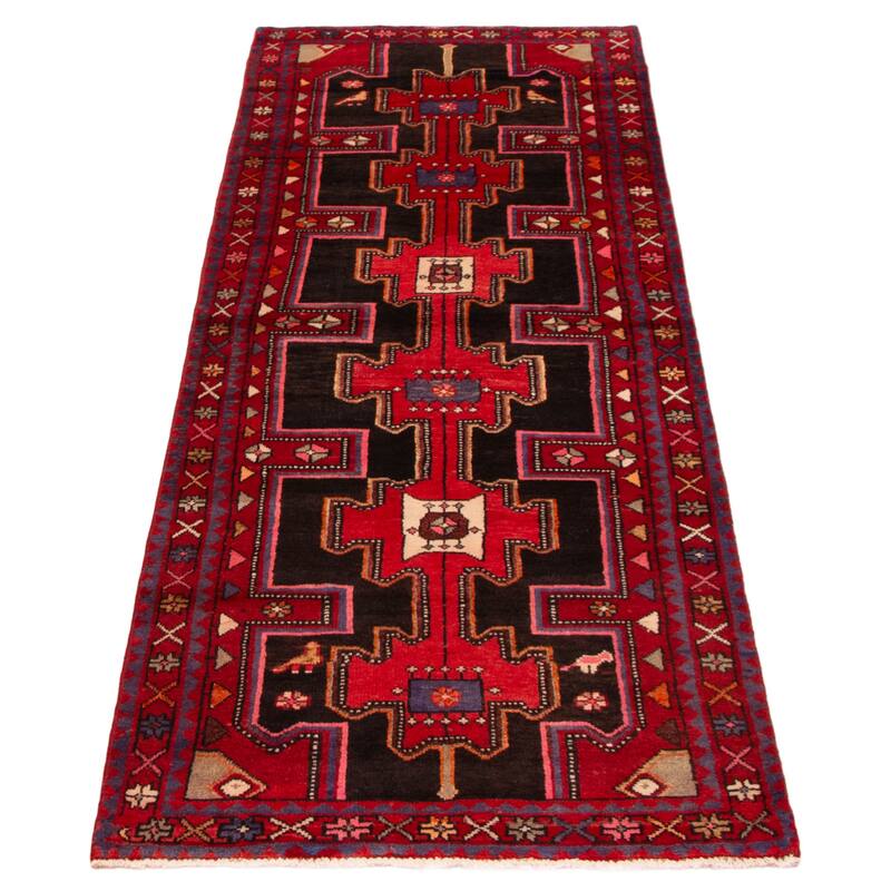 ECARPETGALLERY Hand-knotted Anadol Black, Red Wool Rug - 3'3 x 9'4