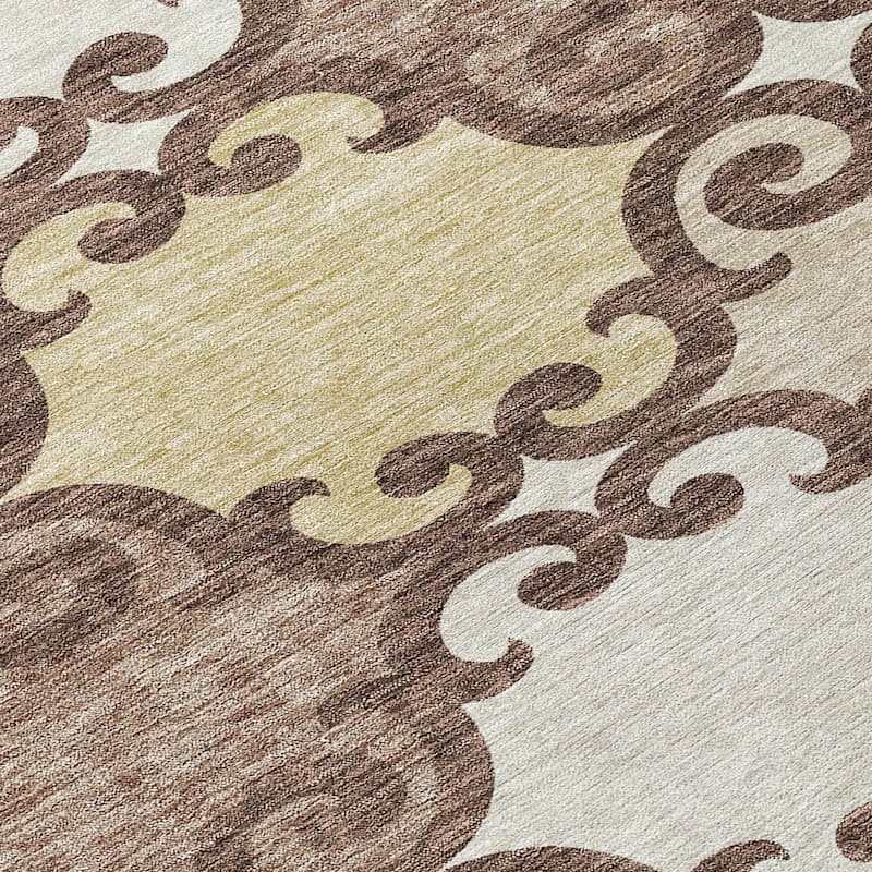 Machine Washable Indoor/ Outdoor Chantille Traditional Scroll Rug