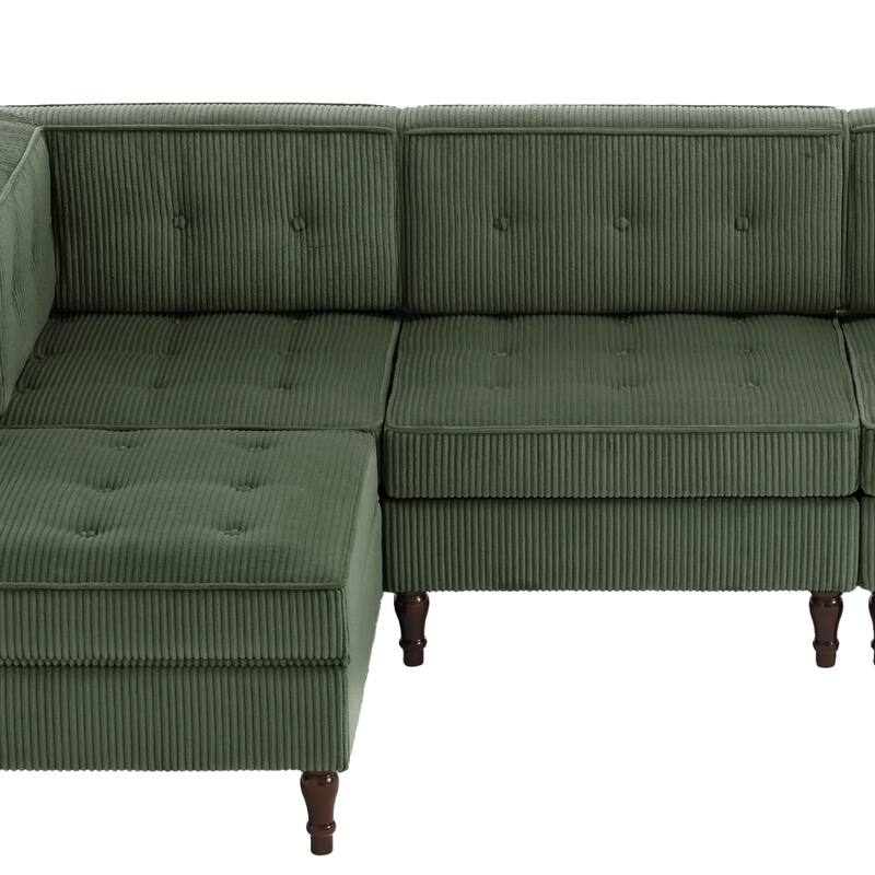 4-Piece 98" W Upholstered Modular Corduroy Sectional Sofa