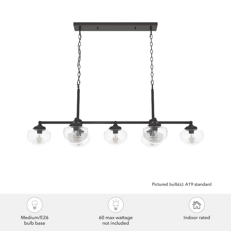 Hunter Saddle Creek Linear Chandelier, Clear Glass, Dining Room Table, Kitchen Island