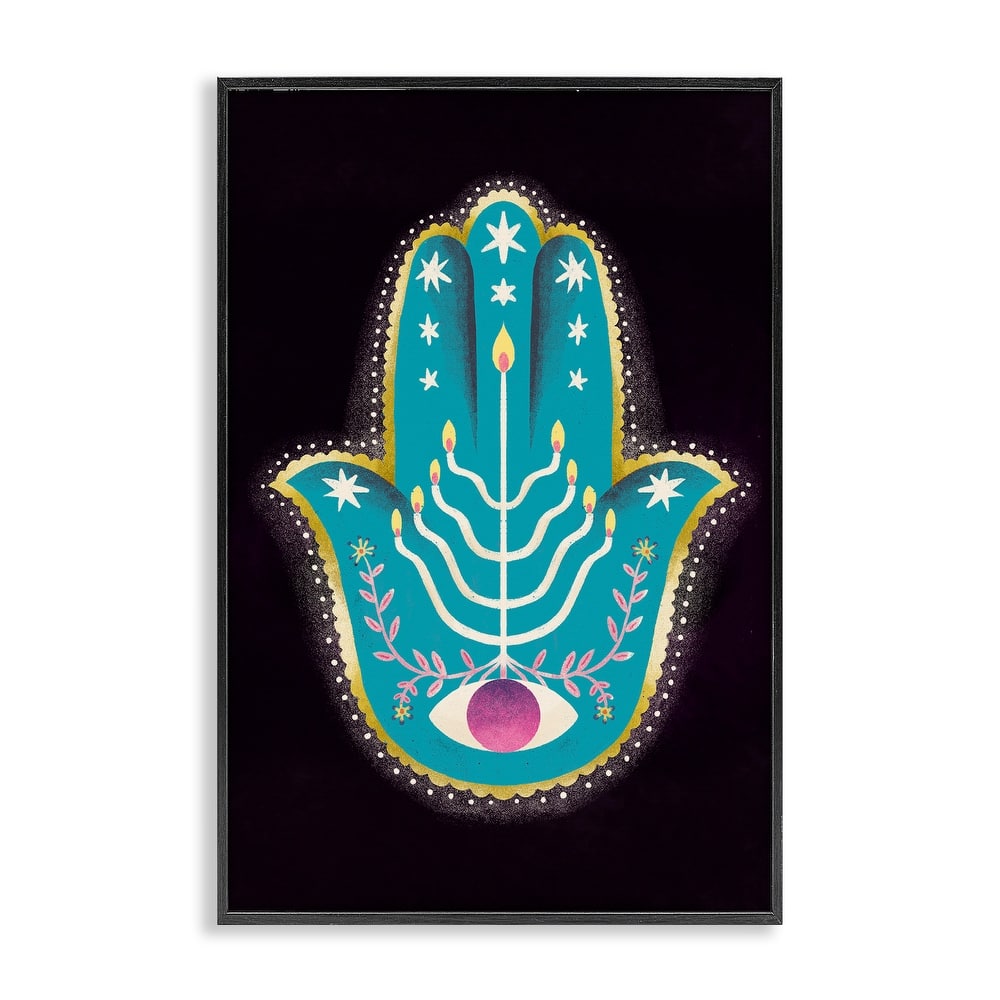 Stupell Spiritual Folk Style Hamsa Framed Giclee Art Design By Hannah Moren