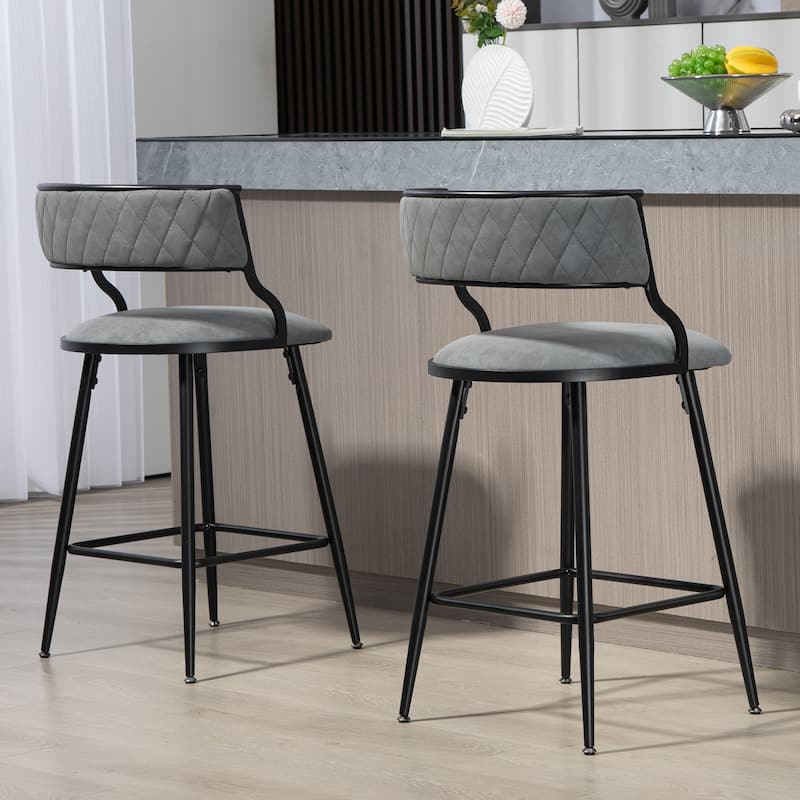 Set of 2 Fabric Counter Height Bar Stool with High-Density Foam Cushion Seating for Comfortable Seating