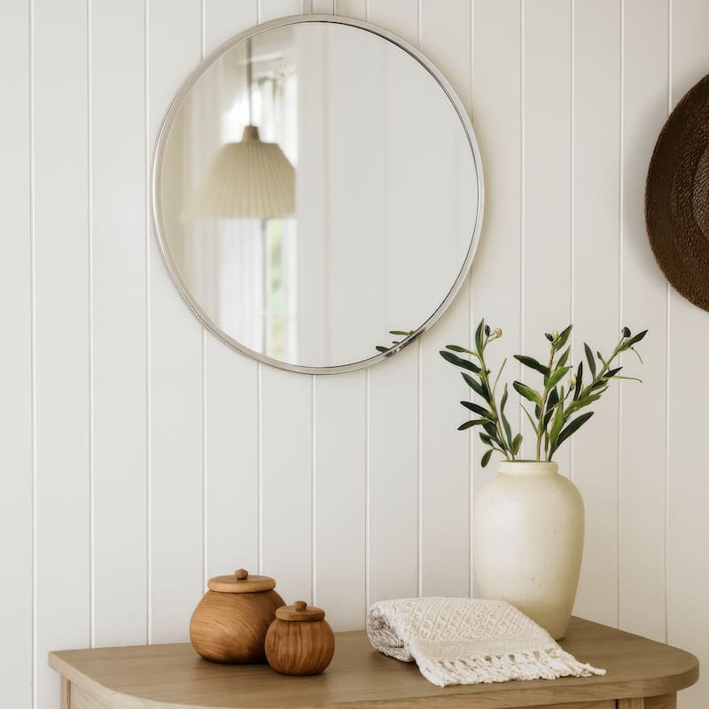 Varaluz Stopwatch Round Accent Mirror - 30"W x 30"H - Polished Nickel