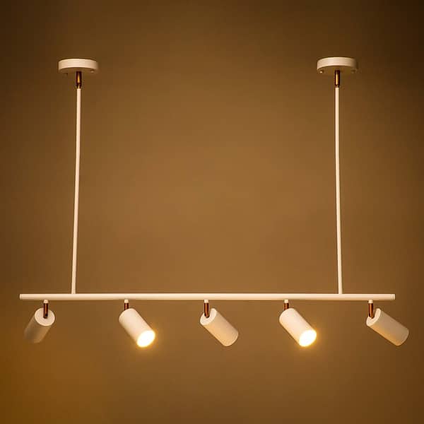 dimension image slide 2 of 7, 5 - Light Modern Adjustable Metal Linear Spot Tracking Pendant Light