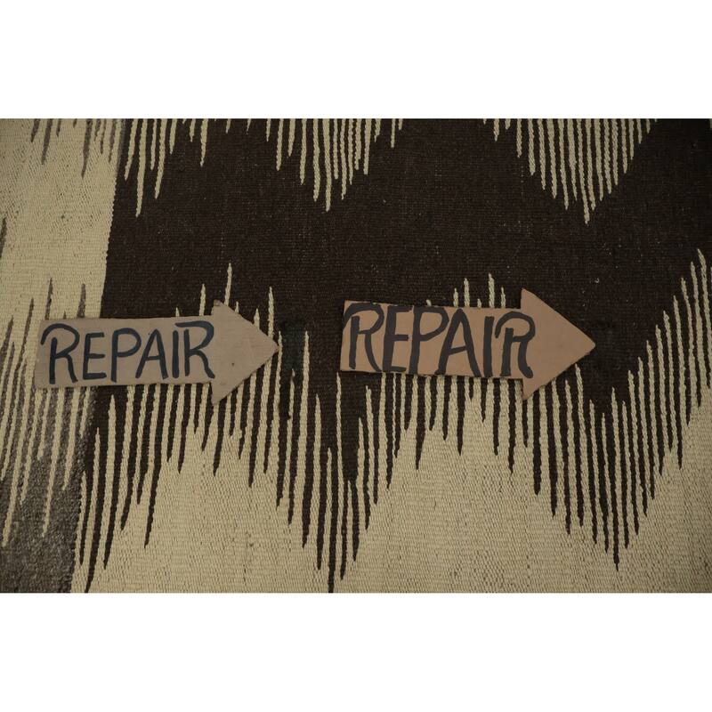 Hand Woven Oriental 100% Wool Carpet Southwestern Modern Beige & Ivories Kilim Area Rug - 8' 9'' X 6' 0''