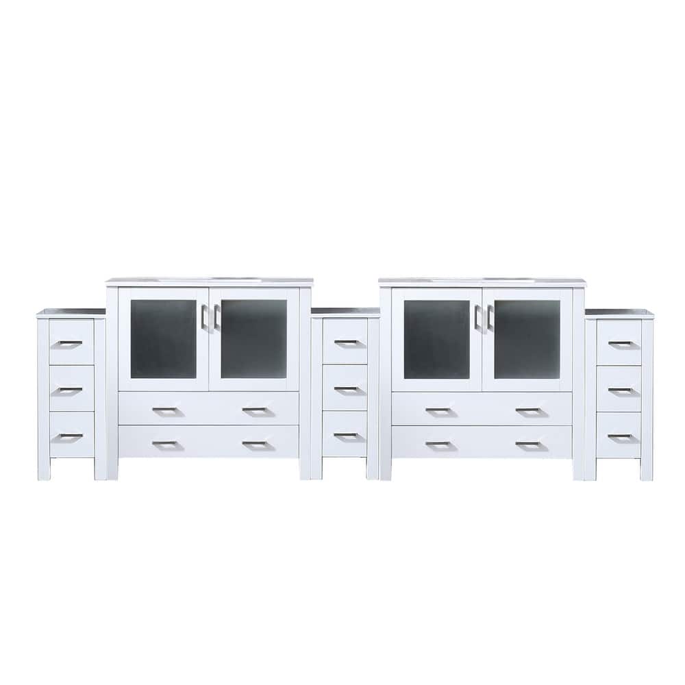 Volez Double Bath Vanity with Side Cabinets and White Ceramic Top