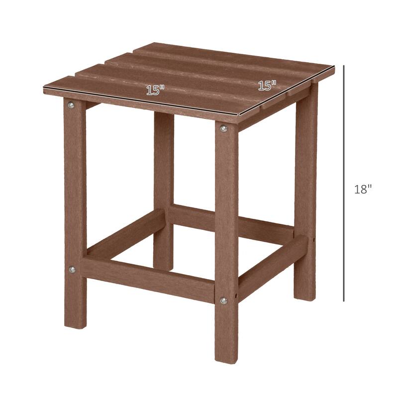 Outsunny Patio Side Table, Square Outdoor End Table, HDPE Plastic Tea Table for Adirondack Chair, Backyard or Lawn